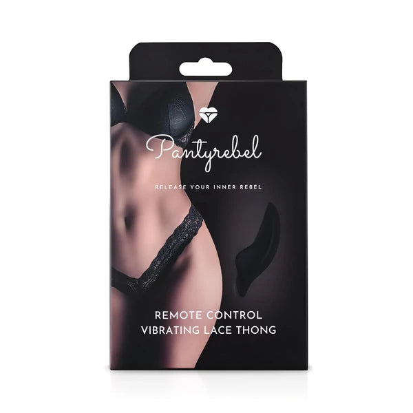 PANTYREBEL - AKKUS, RÁDIÓS VIBRÁCIÓS CSIPKE TANGA - FEKETE (S-L)